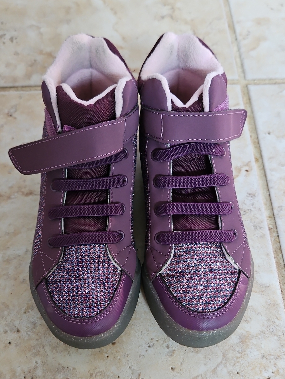 Pediped Kids Purple Sparkly High-Top Sneakers - Comfortable Everyday Shoes